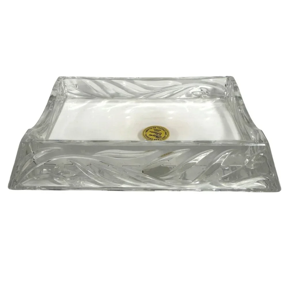 Princess House 24% Lead Crystal Memo Pad Holder Retired + Original Paper